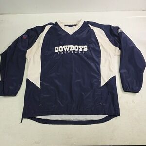 Vintage Reebok On Field NFL Football Dallas Cowboys Windbreaker Pullover 2XL VG